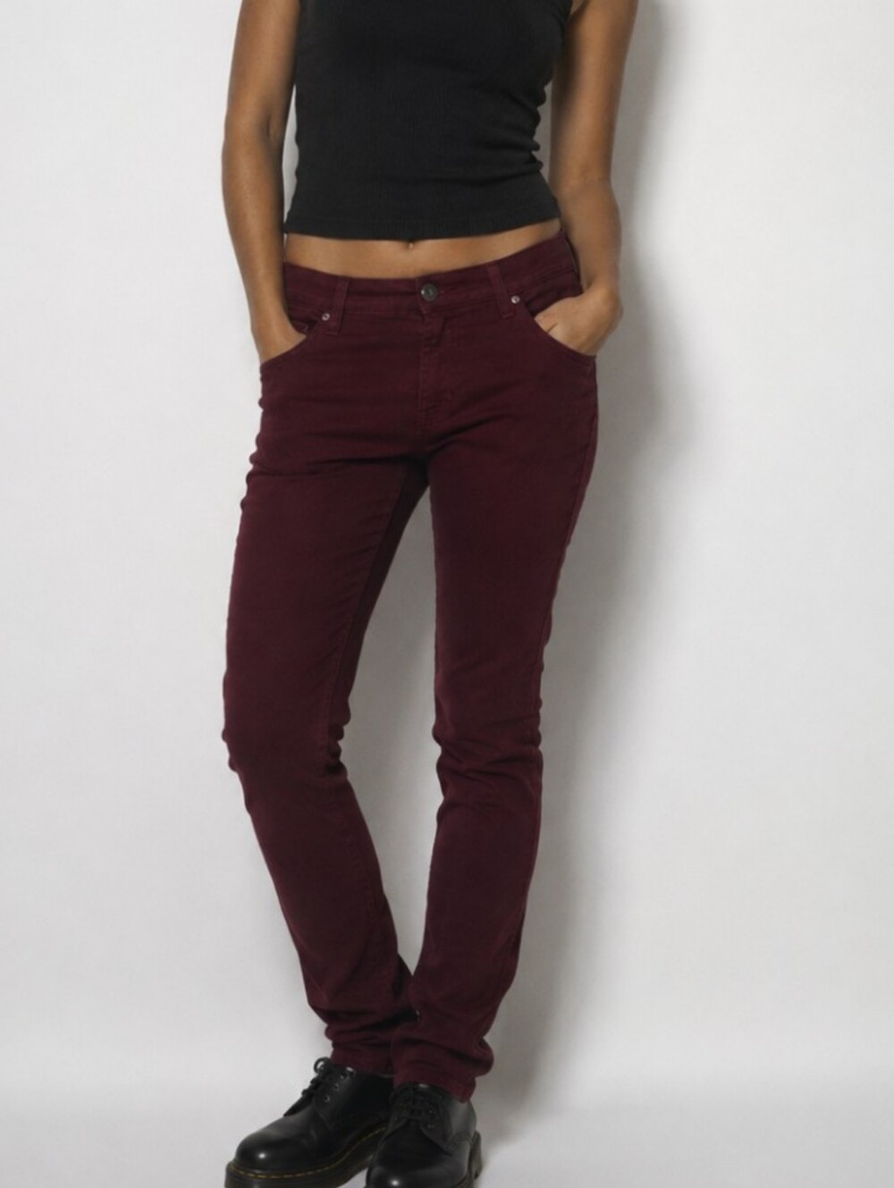 LuLaRoe Women's Burgundy Skinny Jeans Size 30 Stretch Waistband Jeggings